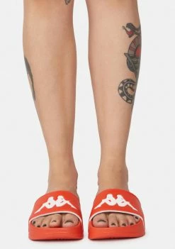 Kappa Flats Red Orange Authentic Adam 2 Slide Sandals