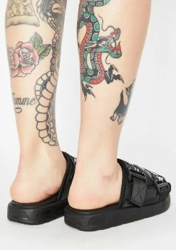 Kappa Black N White 222 Banda Mitel 1 Slides Sandals