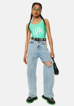 Kappa Green Spring White Authentic Pop Ekinaz Bodysuit Tops