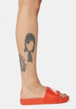 Kappa Flats Red Orange Authentic Adam 2 Slide Sandals