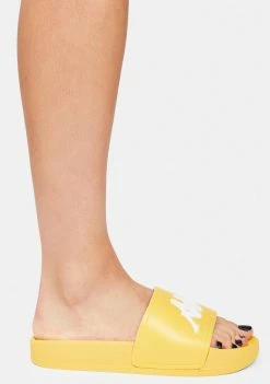 Kappa Yellow White Authentic Adam 2 Slide Sandals