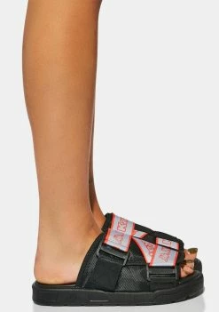 Kappa Black Logo Tape Kalpi Slides Sandals