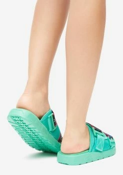 Kappa Sandals Green Logo Tape Kalpi Slides