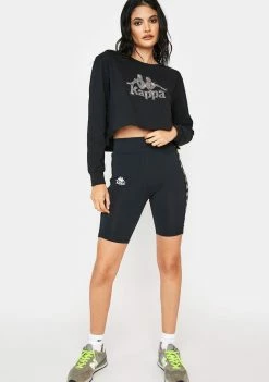 Kappa Sporty Biker Shorts Black Yellow 222 Banda Utuado Bike Shorts