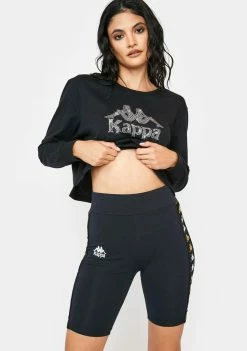 Kappa Sporty Biker Shorts Black Yellow 222 Banda Utuado Bike Shorts