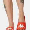 Kappa Flats Red Orange Authentic Adam 2 Slide Sandals