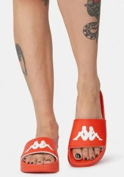 Kappa Flats Red Orange Authentic Adam 2 Slide Sandals