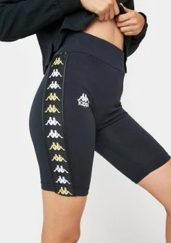 Kappa Sporty Biker Shorts Black Yellow 222 Banda Utuado Bike Shorts