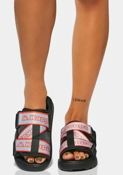Kappa Black Logo Tape Kalpi Slides Sandals