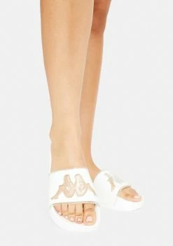 Kappa White Gold Authentic Aqua 1 Slide Sandals