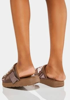 Kappa Brown Logo Tape Kalpi Slides