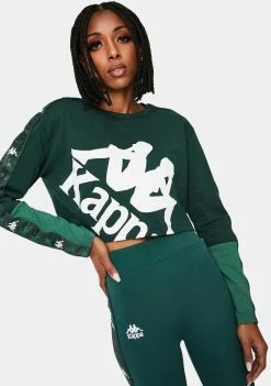 Kappa Green 222 Banda Baloys Long Sleeve Crop Top