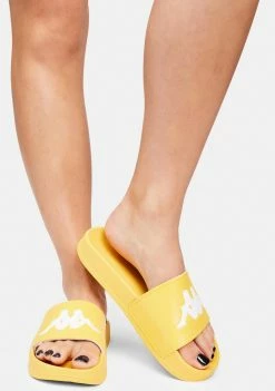Kappa Yellow White Authentic Adam 2 Slide Sandals