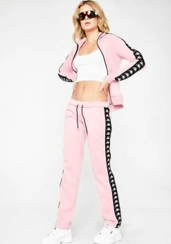 Kappa Pink 222 Banda Wastoria Alternating Trackpants Bottoms