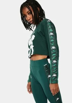 Kappa Green 222 Banda Baloys Long Sleeve Crop Top