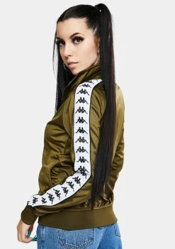 Kappa Outerwear Olive 222 Banda Wanniston Slim Track Jacket