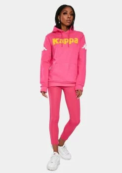Kappa Pink 222 Banda Bluvi Pullover Graphic Hoodie Tops