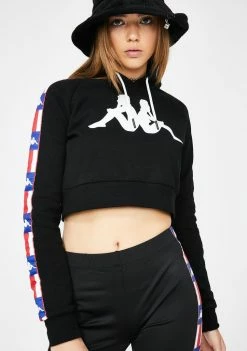 Kappa Tops Black Authentic LA Berry Crop Hoodie