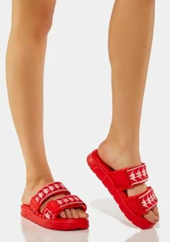 Kappa Red 222 Bander Aster 1 Logo Slides Sandals