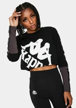 Kappa Black 222 Banda Baloys Long Sleeve Crop Top