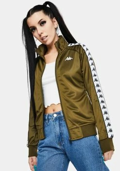 Kappa Outerwear Olive 222 Banda Wanniston Slim Track Jacket