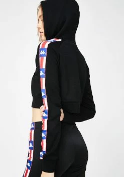 Kappa Tops Black Authentic LA Berry Crop Hoodie
