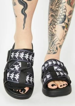 Kappa Black N White 222 Banda Mitel 1 Slides Sandals