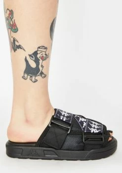 Kappa Black N White 222 Banda Mitel 1 Slides Sandals