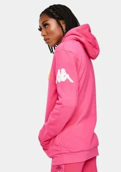 Kappa Pink 222 Banda Bluvi Pullover Graphic Hoodie Tops