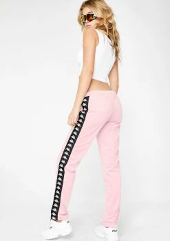 Kappa Pink 222 Banda Wastoria Alternating Trackpants Bottoms
