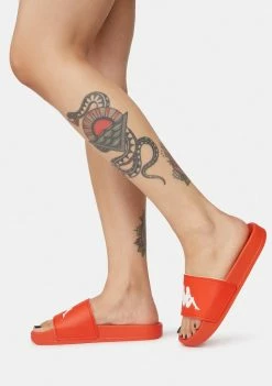 Kappa Flats Red Orange Authentic Adam 2 Slide Sandals